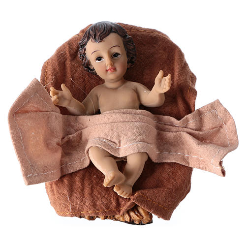 Natività 3 pezzi 26 cm resina e stoffa 2