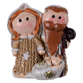 Natività in resina colorata con Gesù bambino 3,5 cm
