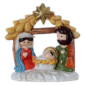 Holy Family in resin with shack 5 cm