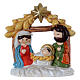 Holy Family figurine with stable in painted resin 5 cm s1