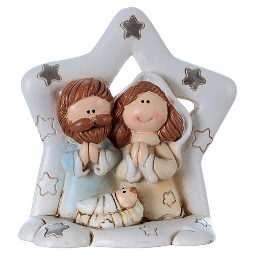Star with Holy Family in painted resin 8.5 cm 1