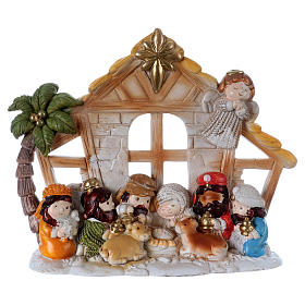 Capanna in resina 10 personaggi presepe 15 cm