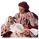 Holy Family 36 cm resin and pink and burgundy cloth s2