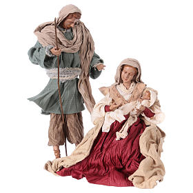 Nativity 31 cm burgundy and ivory fabric