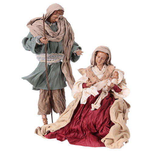 Nativity 31 cm burgundy and ivory fabric 1