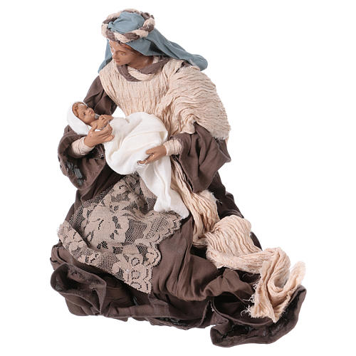 Holy Family 25 cm resin and blue and brown cloth 3