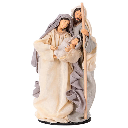 Nativity 25 cm resin grey and pink fabric 1