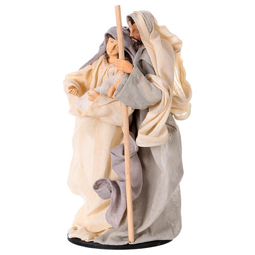 Nativity 25 cm resin grey and pink fabric 2