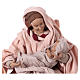 Holy Family 25 cm resin and pink and burgundy cloth s2