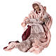 Holy Family 25 cm resin and pink and burgundy cloth s3