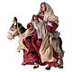 Holy Family and donkey 25 cm resin and ivory and burgundy cloth s3