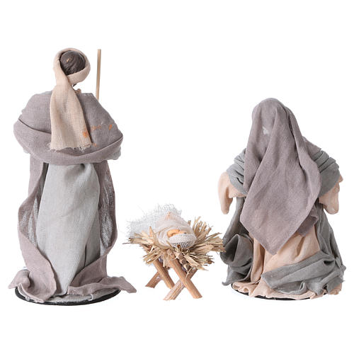 Nativity 20 cm resin and grey pink cloth 4