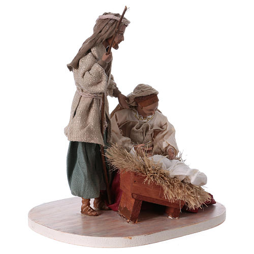 Heilige Familie 25cm Harz und Stoff bordeauxfarben 4