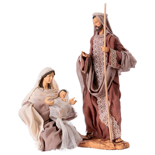 Holy Family 36 cm resin and pink cloth Shabby Chic style 1