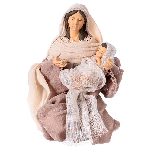 Nativité 36 cm résine et tissu rose style Shabby Chic 2