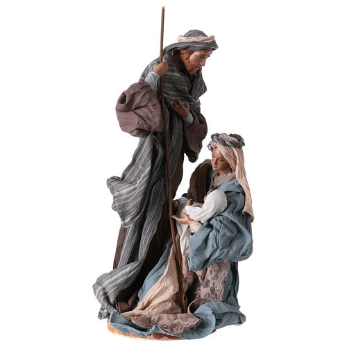 Holy Family on base 36 cm resin and brown and blue cloth 1