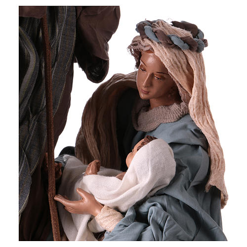 36 cm Resin Nativity on a base with blue and brown cloth 2
