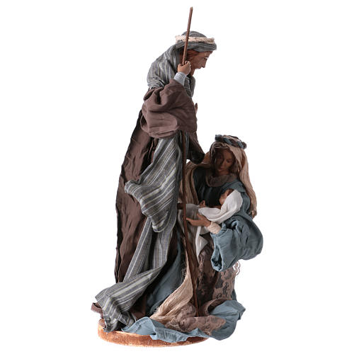 36 cm Resin Nativity on a base with blue and brown cloth 4