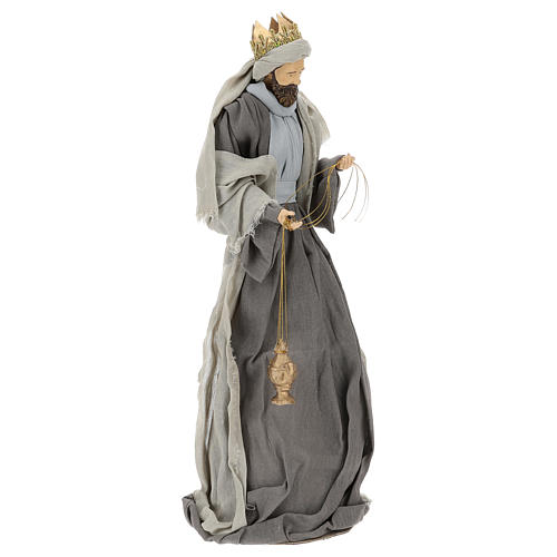 Holy Family and Three Wise Men 46 cm resin and grey and purple cloth 10