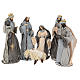 Holy Family and Three Wise Men 46 cm resin and grey and purple cloth s1