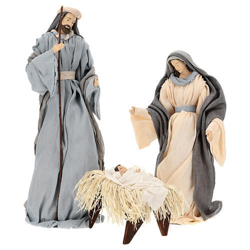 Nativity Scene and Magi Kings 46 cm Resin with pink and grey fabric 2