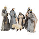 Nativity Scene and Magi Kings 46 cm Resin with pink and grey fabric s1