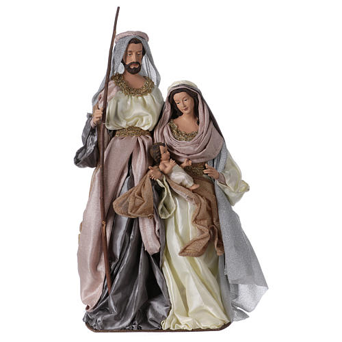 Holy Family 66 cm resin and pink and grey cloth Shabby Chic style 1