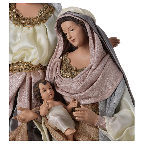 Holy Family 66 cm resin and pink and grey cloth Shabby Chic style 2