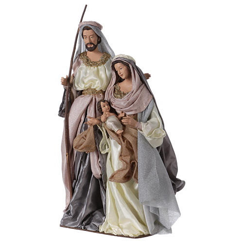 Holy Family 66 cm resin and pink and grey cloth Shabby Chic style 3