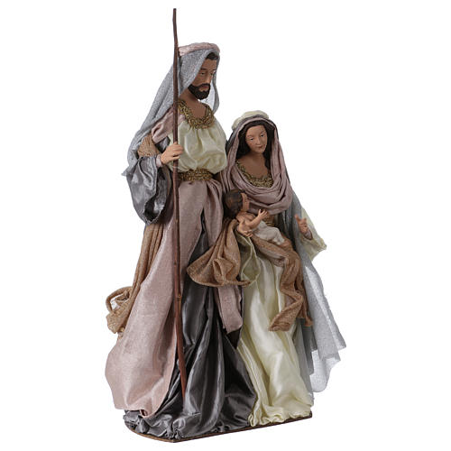 Holy Family 66 cm resin and pink and grey cloth Shabby Chic style 4