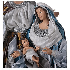 Holy Family 66 cm resin and blue and silver cloth Shabby Chic style