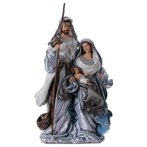 Holy Family 66 cm resin and blue and silver cloth Shabby Chic style 1