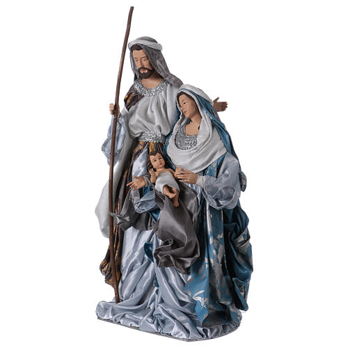 Holy Family 66 cm resin and blue and silver cloth Shabby Chic style 3