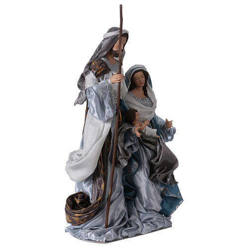 Holy Family 66 cm resin and blue and silver cloth Shabby Chic style 4