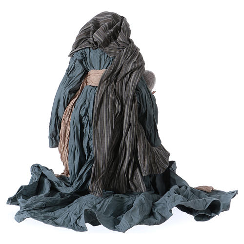 Natividade resina tecido azul castanho estilo Shabby Chic para presépio figuras altura média 60 cm 5