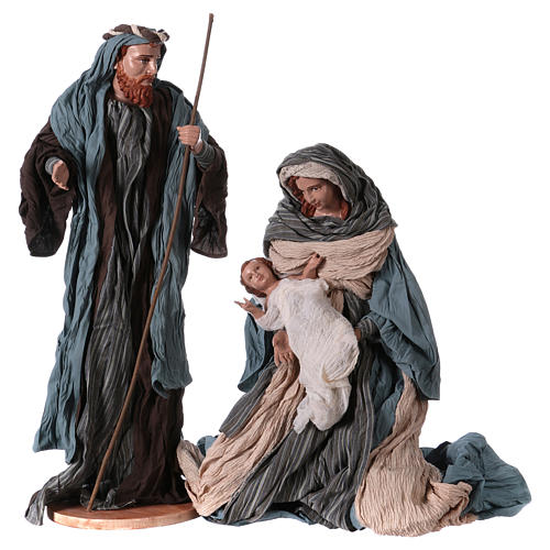 60 cm Nativity Scene in Resin Blue and Brown cloths Shabby Chic 1