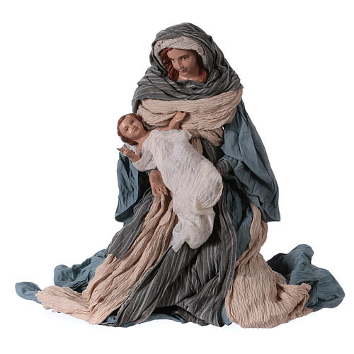 60 cm Nativity Scene in Resin Blue and Brown cloths Shabby Chic 3