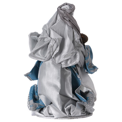 Natività 32 cm resina tessuto blu argento Shabby Chic 5