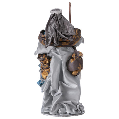 Natività 32 cm resina tessuto blu argento Shabby Chic 6