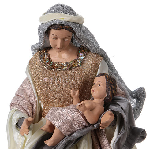 Holy Family 38 cm resin and grey and pink cloth Shabby Chic style 2