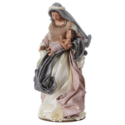 Holy Family 38 cm resin and grey and pink cloth Shabby Chic style 3