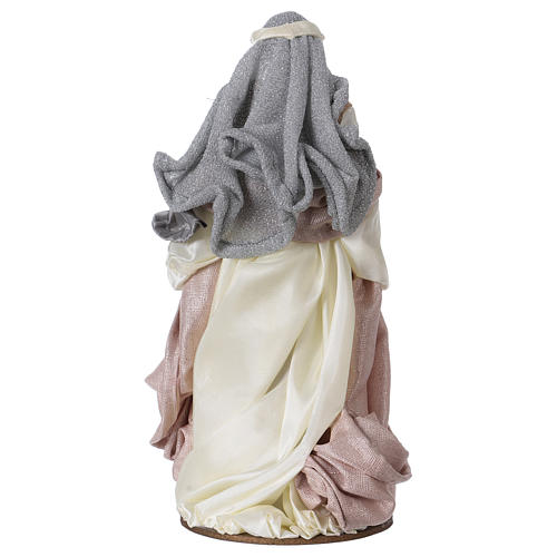 Holy Family 38 cm resin and grey and pink cloth Shabby Chic style 5