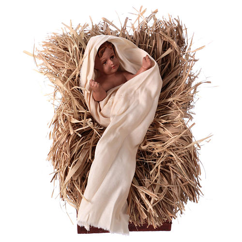 Holy Family 43 cm resin and ivory and burgundy cloth 3