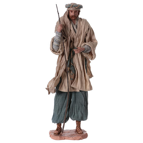 Nativité 43 cm résine tissu couleur ivoire bordeaux 5