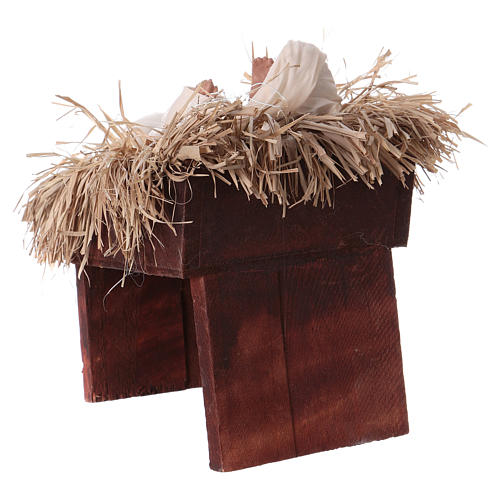 Natività 43 cm resina tessuto avorio bordeaux 8