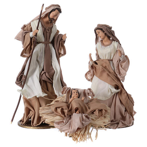 Holy Family 36 cm resin and beige and brown cloth 1