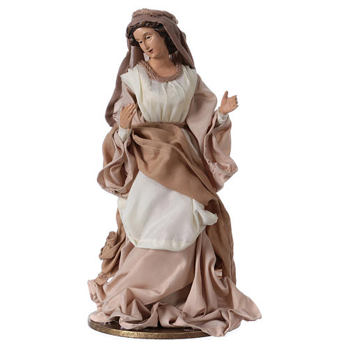 Natività 36 cm resina e stoffa crema marrone 2