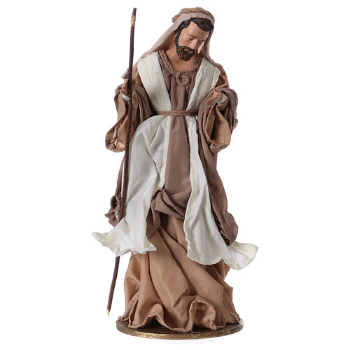 Natività 36 cm resina e stoffa crema marrone 3