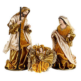 Heilige Familie Harz und Stoff 36cm cremefarben und gold