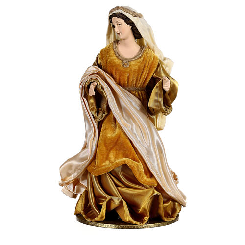 Holy Family 36 cm resin and beige and gold cloth 3